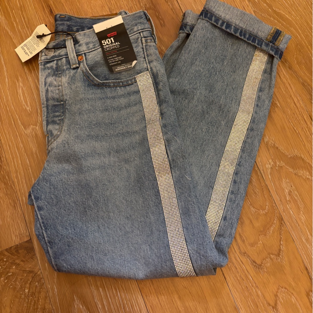Levi 501 White Side Stripe crystals.